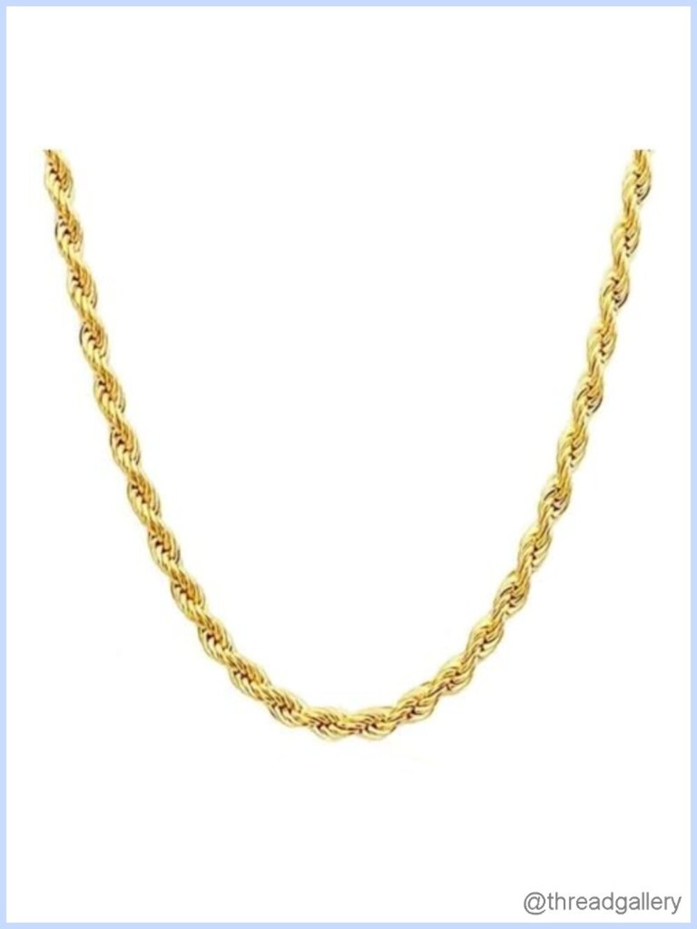 14K Yellow Solid Gold Twisted Rope Chain Necklace